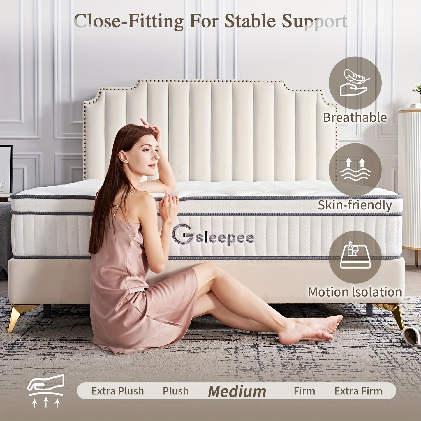 Gsleepee Hybrid Memory Foam Mattress - Twin\u002FFull\u002FQueen\u002FKing Size, Soft & Comfortable with Medium Firm Support, Motion Isolation, Allergy-Friendly, Quiet Sleep, Easy Transport in a Box, Available in 8\u002F10\u002F12\u002F14 Inch Thicknesses