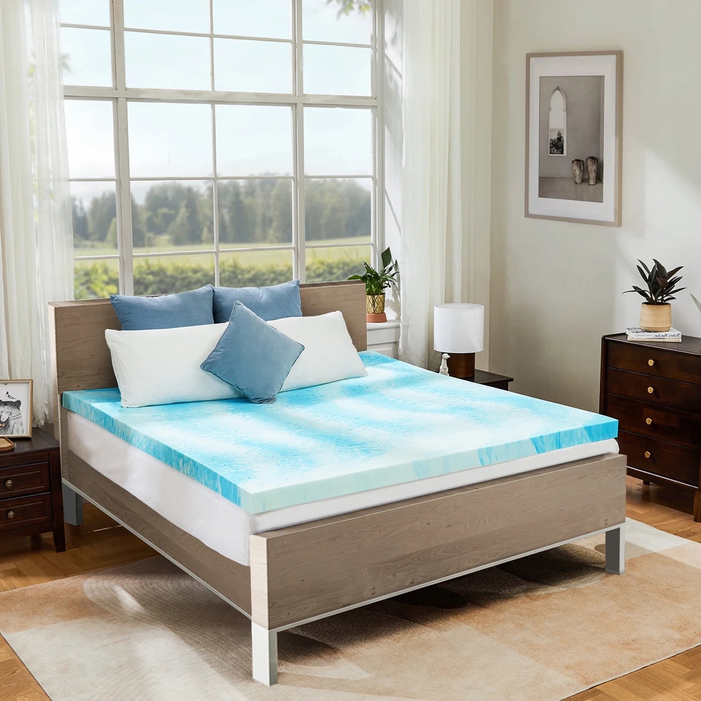 3 Inch Cooling Gel Memory Foam Mattress, Comfortable Ventilated, Stain Resistant, Breathable Gel Premium Memory Foam Mattress, Fits All Mattresses, Suitable for Student Dormitory\u002FApartment\u002FHome Bedroom, Best Gift