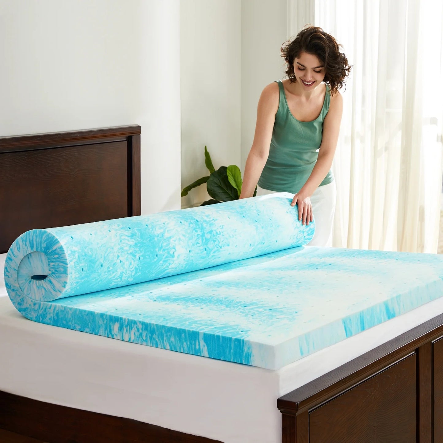 3 Inch Cooling Gel Memory Foam Mattress, Comfortable Ventilated, Stain Resistant, Breathable Gel Premium Memory Foam Mattress, Fits All Mattresses, Suitable for Student Dormitory\u002FApartment\u002FHome Bedroom, Best Gift