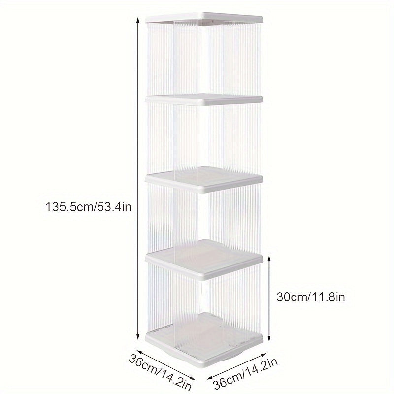 SYNCVIBE Rotating Bookshelf, Small Corner Bookshelf For Small Space, 360 Display 4 Tier Floor Standing Bookcase, Plastic Narrow Book Shelf Organizer For Bedroom, Living Room, White