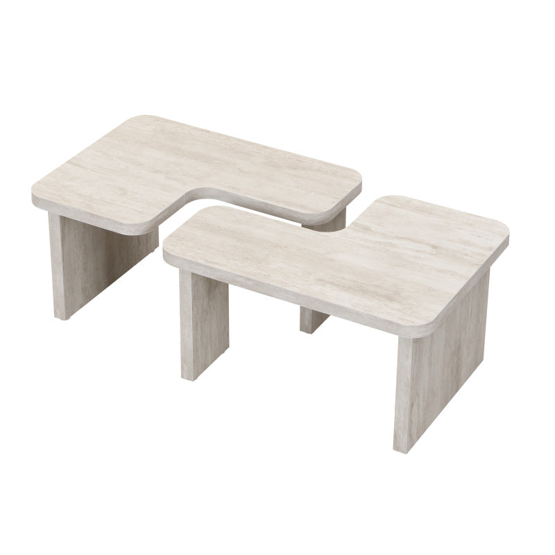 47.24*23.62 inch and 35.43*31.49 inch Rectangle Wood Detachable Coffee Table Single L Shape Farmhouse Coffee Table for Dining Room Garden white
