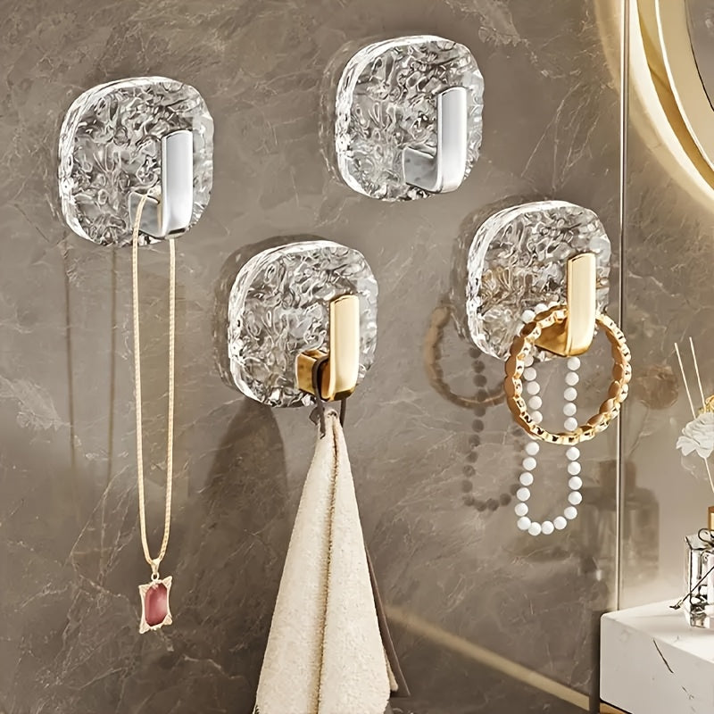 4pcs Ice Flower Hooks 4pcs Set, Wall Mounted Ice Flower Hook | Bathroom Towel Rack, Kitchen Utensil Storage Hook, Cumulative Of