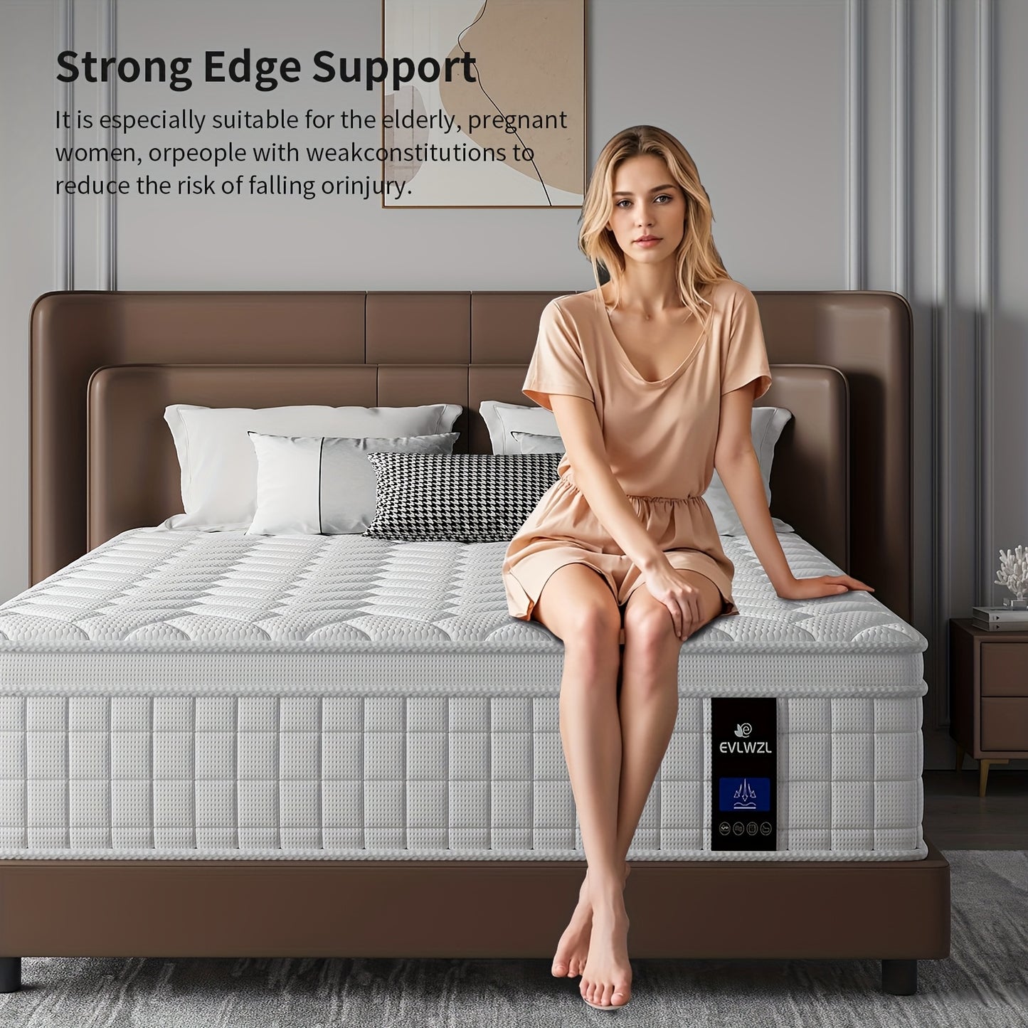 10Inch 12InchHybrid Memory Foam Mattress In A Box, Individually Wrapped Pocket Coils Mattress for Isolate Motion, Fiberglass Free & Support Comfort