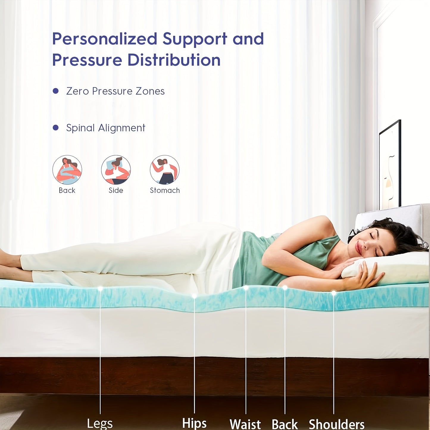 3 Inch Cooling Gel Memory Foam Mattress, Comfortable Ventilated, Stain Resistant, Breathable Gel Premium Memory Foam Mattress, Fits All Mattresses, Suitable for Student Dormitory\u002FApartment\u002FHome Bedroom, Best Gift