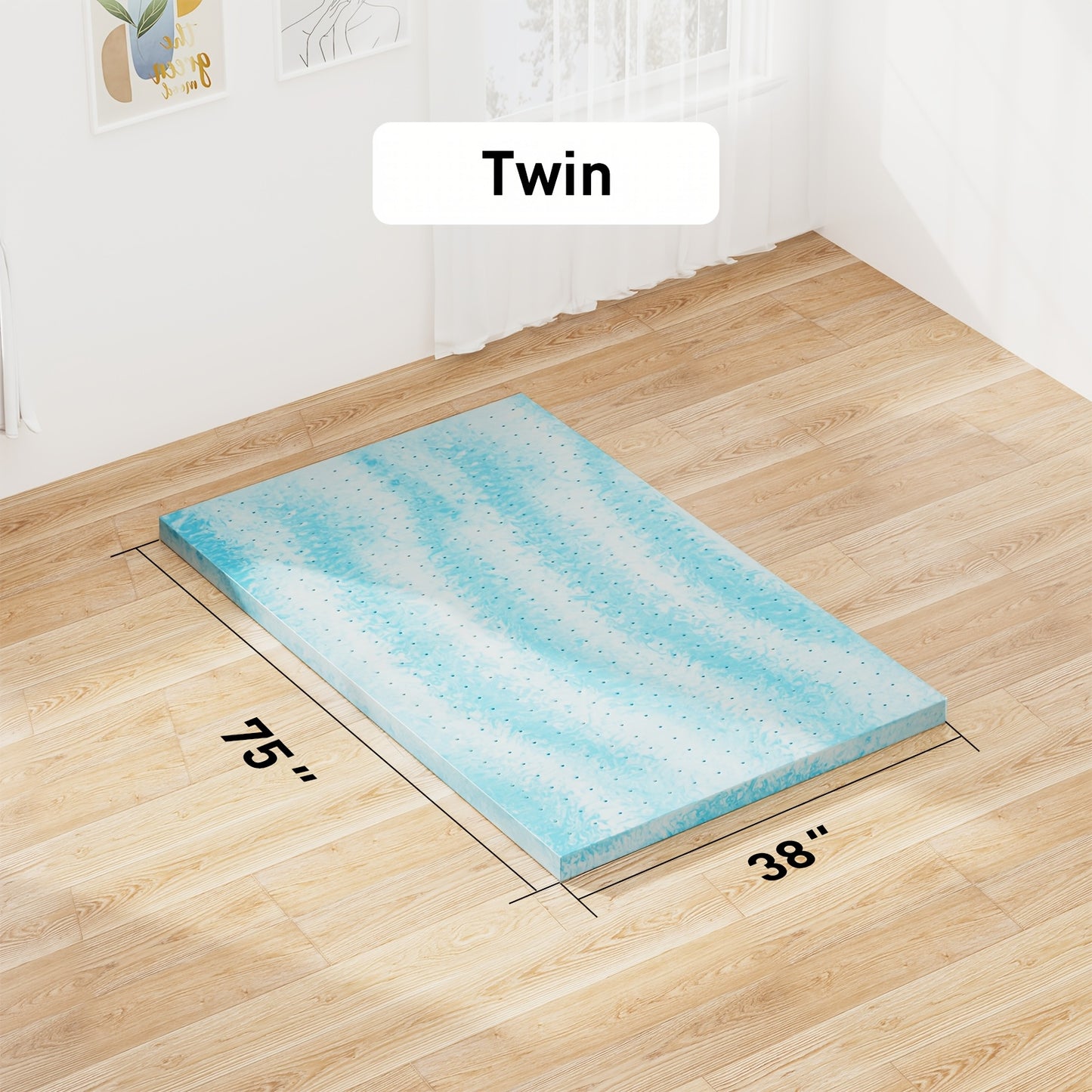 3 Inch Cooling Gel Memory Foam Mattress, Comfortable Ventilated, Stain Resistant, Breathable Gel Premium Memory Foam Mattress, Fits All Mattresses, Suitable for Student Dormitory\u002FApartment\u002FHome Bedroom, Best Gift