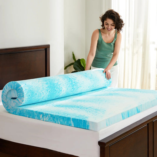 3 Inch Cooling Gel Memory Foam Mattress, Comfortable Ventilated, Stain Resistant, Breathable Gel Premium Memory Foam Mattress, Fits All Mattresses, Suitable for Student Dormitory\u002FApartment\u002FHome Bedroom, Best Gift