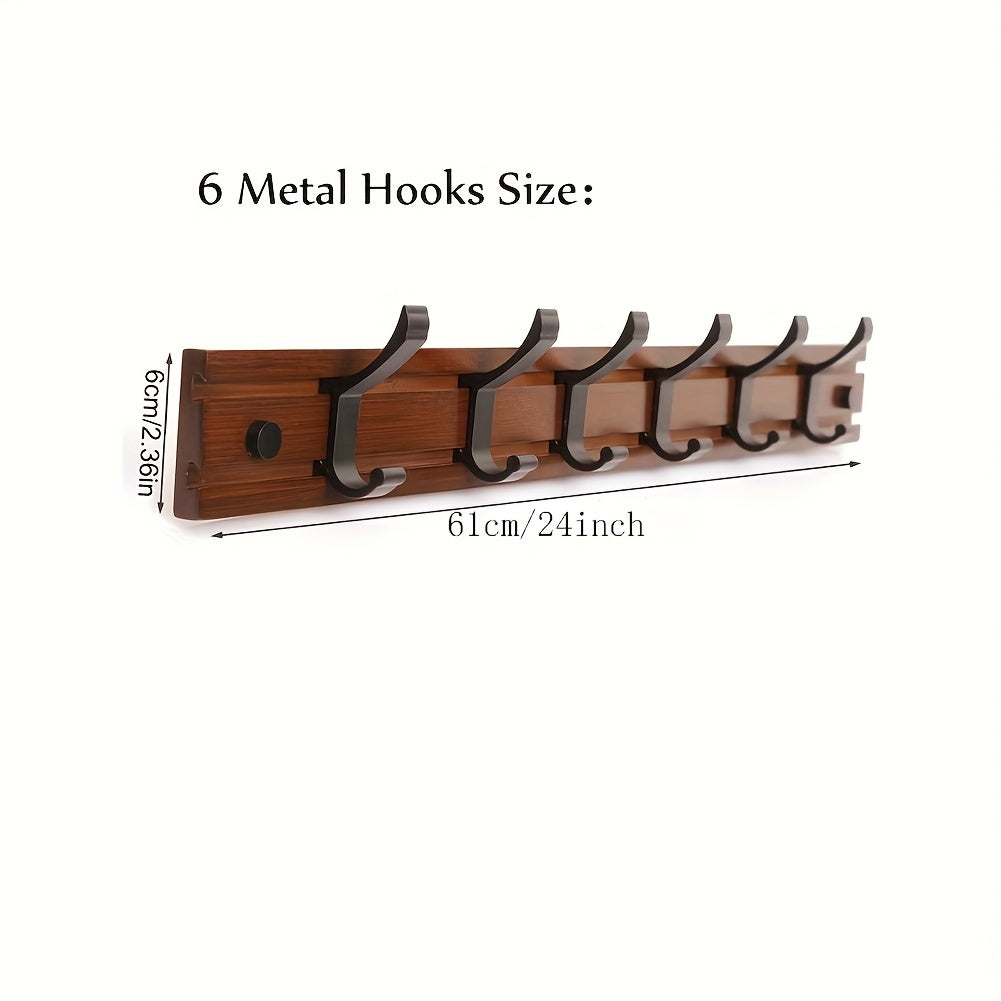 2Pack Wall Mounted Coat Rack With All 12 Decorative Hooks, 24 InchCoat Rack Wall Mount Wall-mounted Coat Rack For Hanging Coats, Keys, Umbrellas And Hats